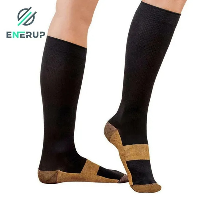 Enerup Copper Nylon Spandex Moisture-Wicking Reinforced Toe Ankle Brace Sport Knee High Compression Socks