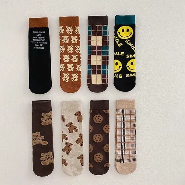 Korean Version Children′s High Tube Cute Cartoon Print Leggings Calf Socks