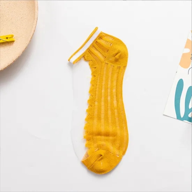 Pure Color Thin Short Socks Made of Glass Silk