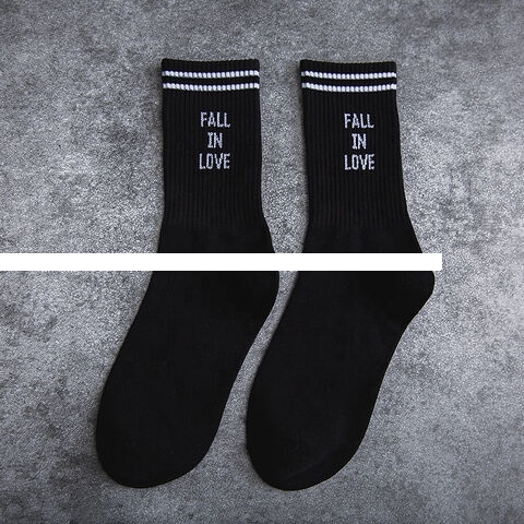 Factory price Best selling Personality Cozy Warm Hip Hop Street Style Custom Letter Socks logo Ribbed Crew socks