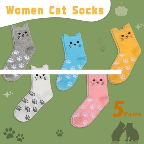 Women s Cat Socks Colorful Cute Funny Crew Socks Novelty Gifts for Teenage Girls Girlfriend Animal Lovers