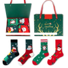 Wholesale top quality fashion women Christmas crew socks unisex jacquard logo combed cotton comfort box packing gift socks