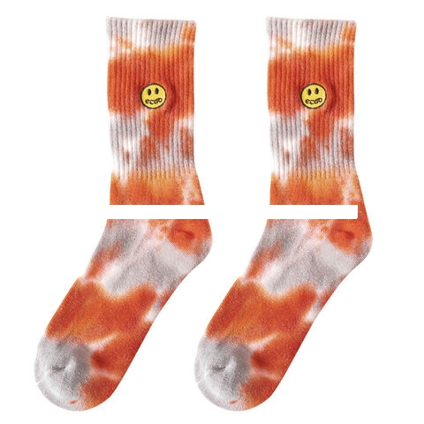 Top end Quality Hosiery Summer Casual Breathable Deodorant Cotton Tie Dye Socks Man Sports Running Embroidery logo Crew Socks