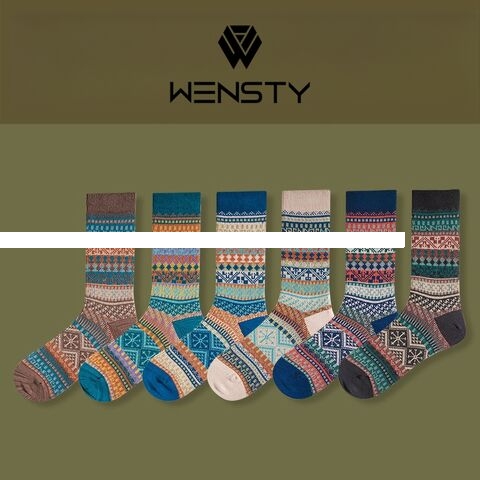 Fashion Design High Quality Men s Autumn Breathable Ethnic Style Crew Socks Unisex Athletic Cotton Knitted Casual Dress Socks