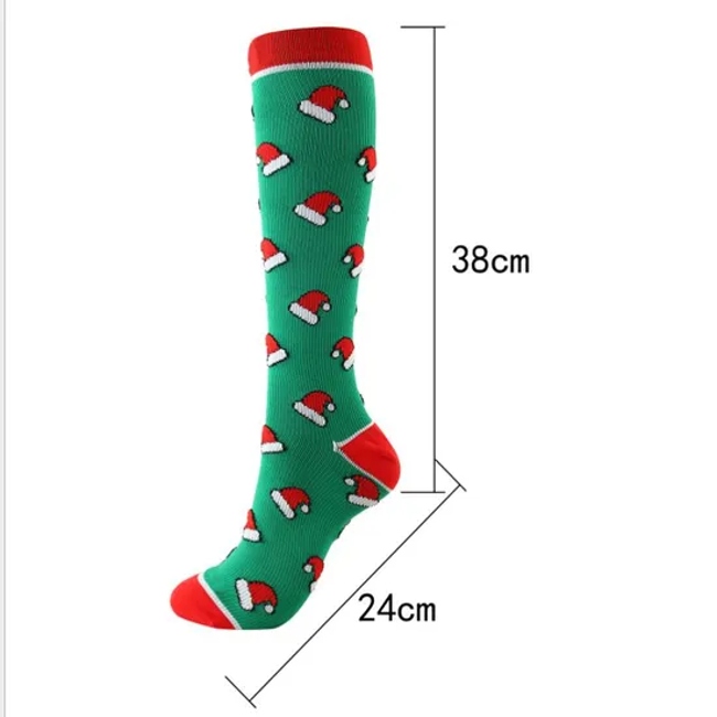 Wholesale Christmas Socks in Stock Long Compression Socks for Adult