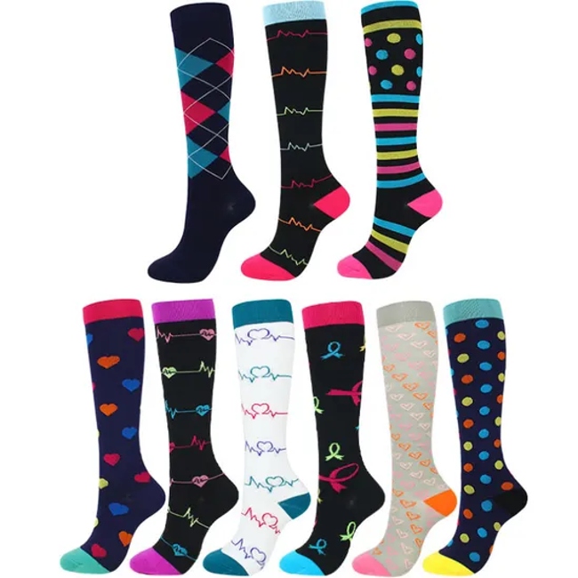 Small MOQ Wholesale Custom Fashion Men Women Running Sport Socks Nylon Polyester Basketball Dry Fit Knee High Compression Socks