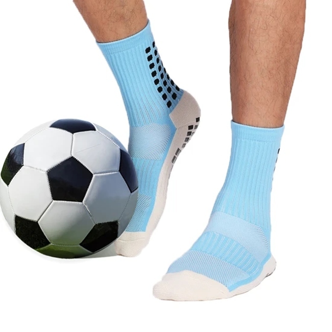 Cotton Breathable Comfort Compression Soccer Sport Anti Slip Training MID Calf Sports Socks for Men