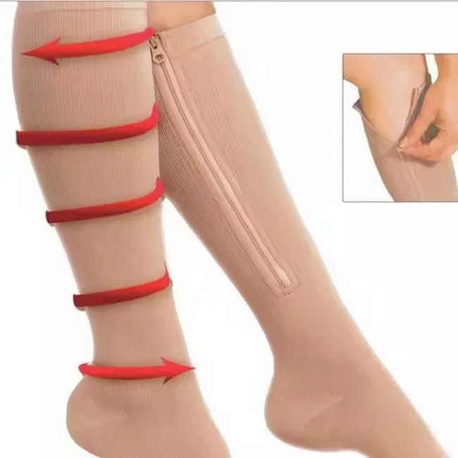 Custom Logo Women Men Over Knee High 15-20mmhg Unisex Athletic Running Cycling Healthcare Varicose Veins Compression Socks