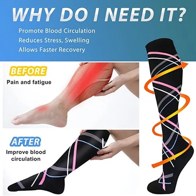 Compression Socks Athletic Men Women Best Graduated Breathable Nursing Socks Fit for Running Hiking Flight Travel for Athelete
