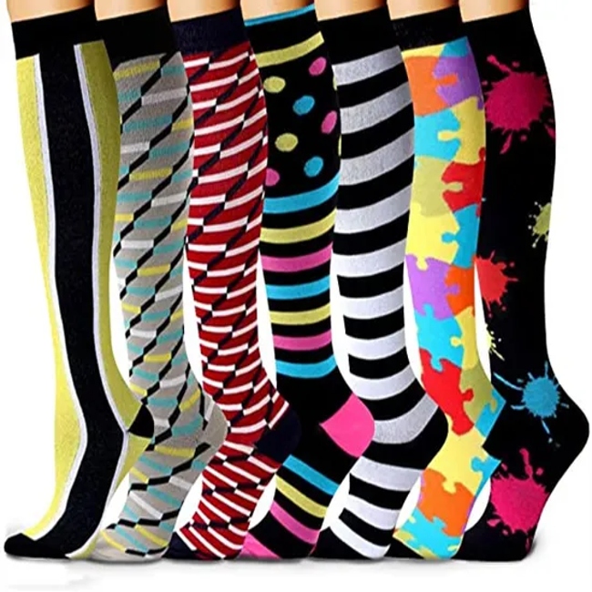 Custom Logo Men Women Knee High Sports Medical Football Nurse Compression Socks
