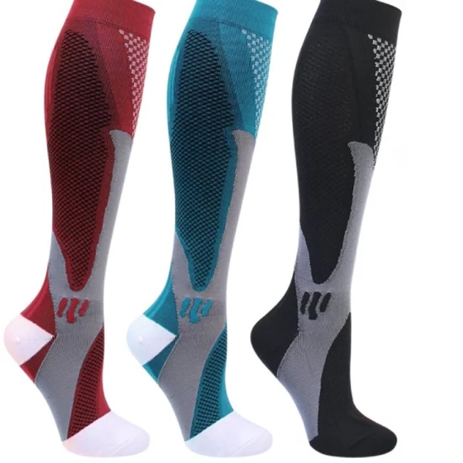 Private Label Knee High Compression Sports Running Socks High Elastic Pressure Socks Outdoor Cycling Compression Socks