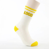 High Quality Jacquard Embroidery Logo Classic Stripe Athletic Cotton Crew Custom Socks