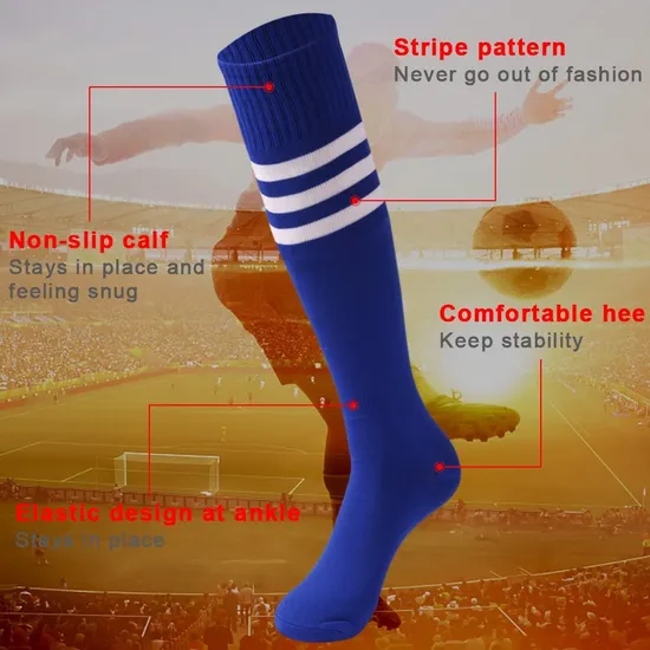 Unisex Tube Socks Stripe 2/3 Pairs Knee High Football Soccer Volleyball Baseball Cheerleading Team Socks