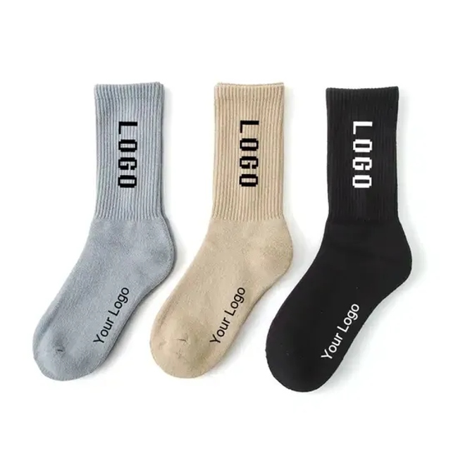 OEM Fashion Jacquard Unisex Athletic Basketball Crew Cushion Thick Terry Sport Socks