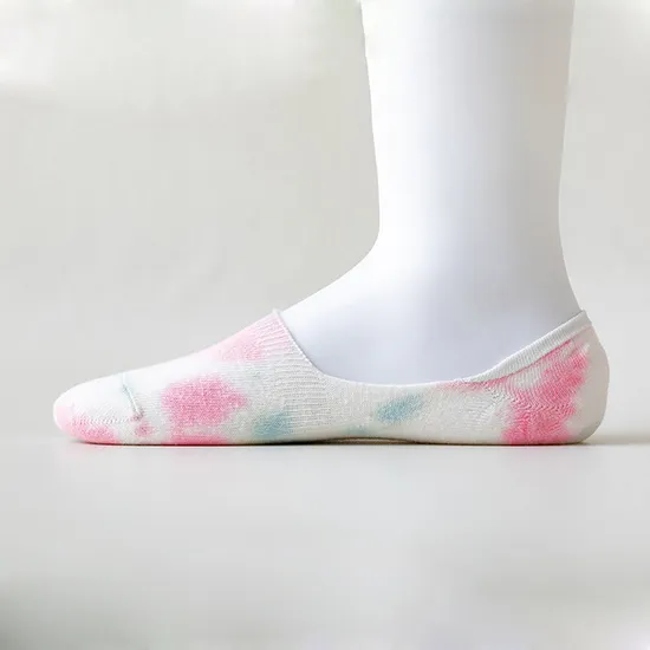 Stylish Breathable Cotton No Show Socks with Tie Dye Design