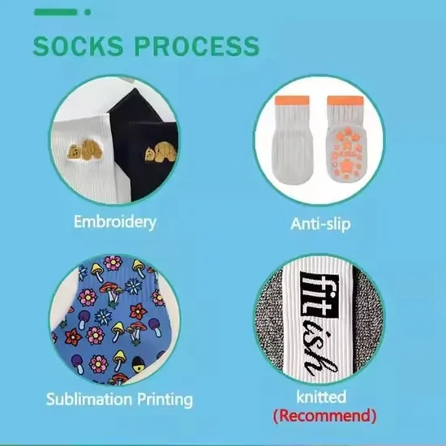 Custom Logo Compression Sports Socks, Unisex Quality Crew Designer Cotton Ankle Socks for Women & Men