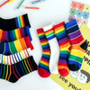 Wholesale Striped Vintage Fashion Design Cotton Newborn Baby Unisex Rainbow Custom Ankle Socks with Lace for Boy and Girl
