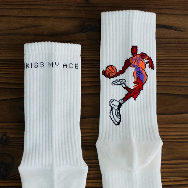 Antibacterial Black and White Sports Running Towel Bottom Cotton Socks
