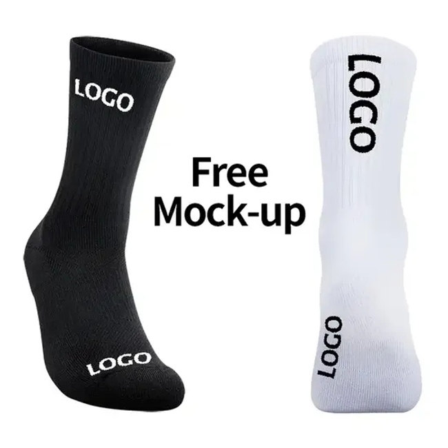 Custom Brand Logo Athletic Tube White Socks Men Autumn Knitted Cartoon Socks