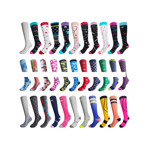 Durable Nylon printed blank sublimation socks color men s compression colorful crew socks in bulk