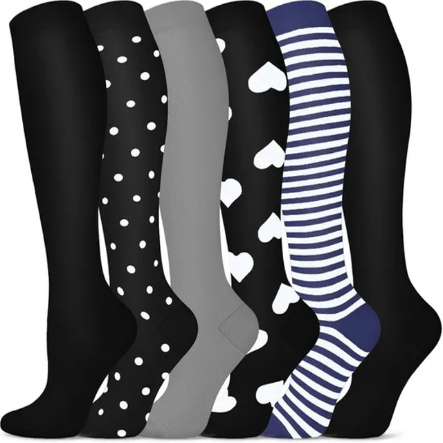 Custom Knee High 20-30mmhg Circulation Support Sports Compression Socks Nurse Nylon Spandex 20-30mmhg Medical Compression Socks