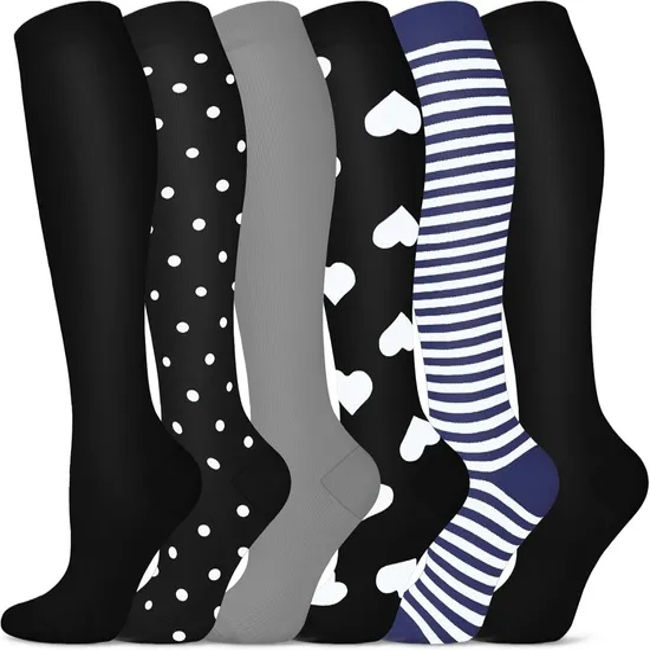 Custom Knee High 20-30mmhg Circulation Support Sports Compression Socks Nurse Nylon Spandex 20-30mmhg Medical Compression Socks
