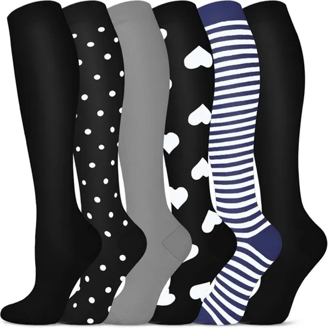 Custom Knee High 20-30mmhg Circulation Support Sports Compression Socks Nurse Nylon Spandex 20-30mmhg Medical Compression Socks