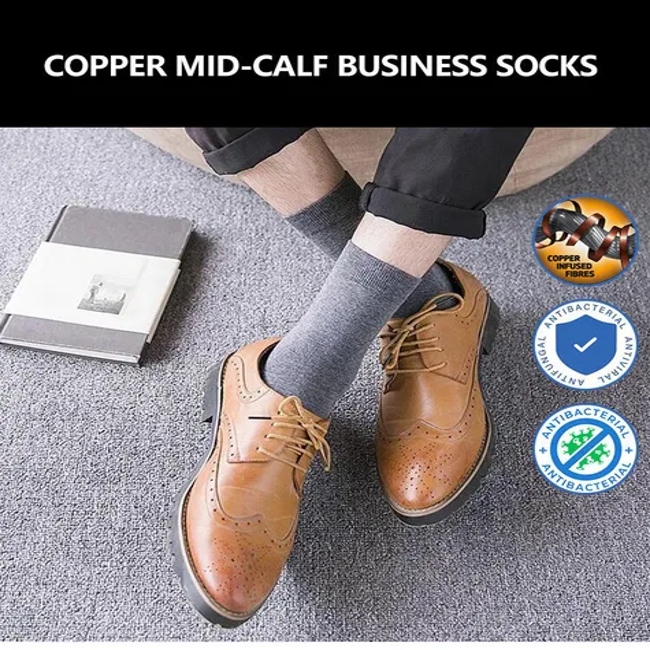 Enerup Athletic Wear-Resisting Women & Men Copper MID-Calf Business Socks
