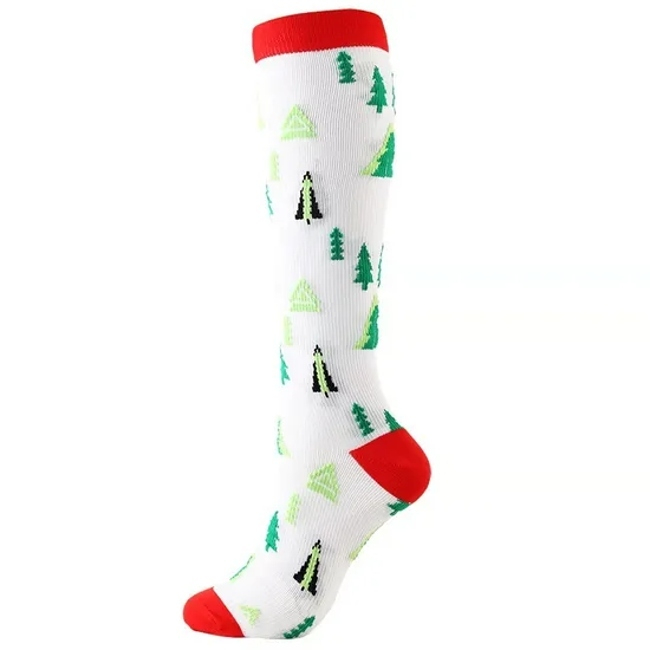 Christmas Compression Stockings Men′s and Women′s Casual Nylon High Elastic Socks