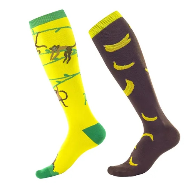 Wholesale Custom Nylon Happy Colorful 20-30mmhg Knee High Long Men Compression Socks for Marathon Running
