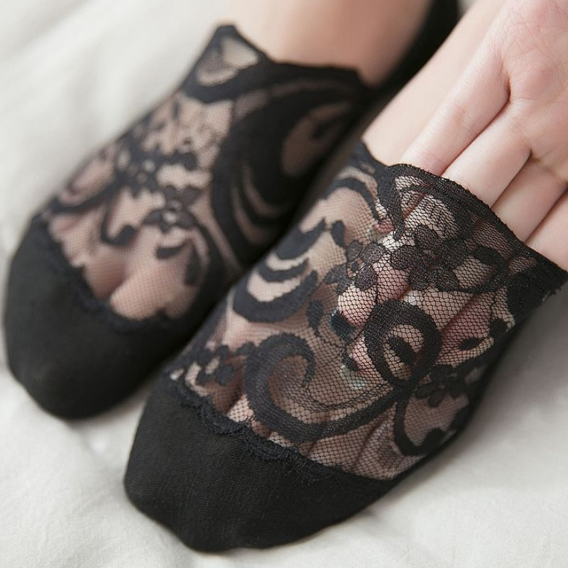 Packaging Customization New Women Socks Slippers Non-slip Breathable Cute Lace Invisible Socks Sexy Non-slip Cool Thin Socks 