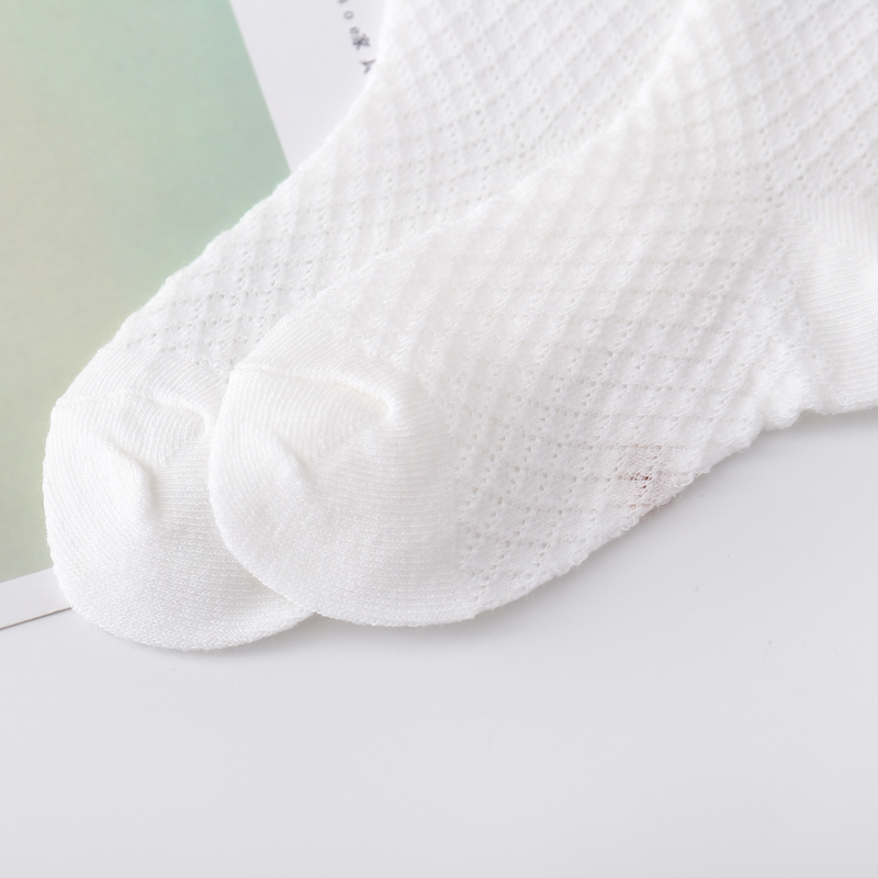 Bargain Children's Mesh Socks Medium Tube Pure Cotton Spring Summer Boys and Girls Thin White Socks Babies Breathable Socks 