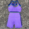 Good Value Solid Color Gym Bike Yoga Set Short Legging Cross Back Sport Bra pc Tracksuit Athletic Women Gym Suit Comprehensive 
