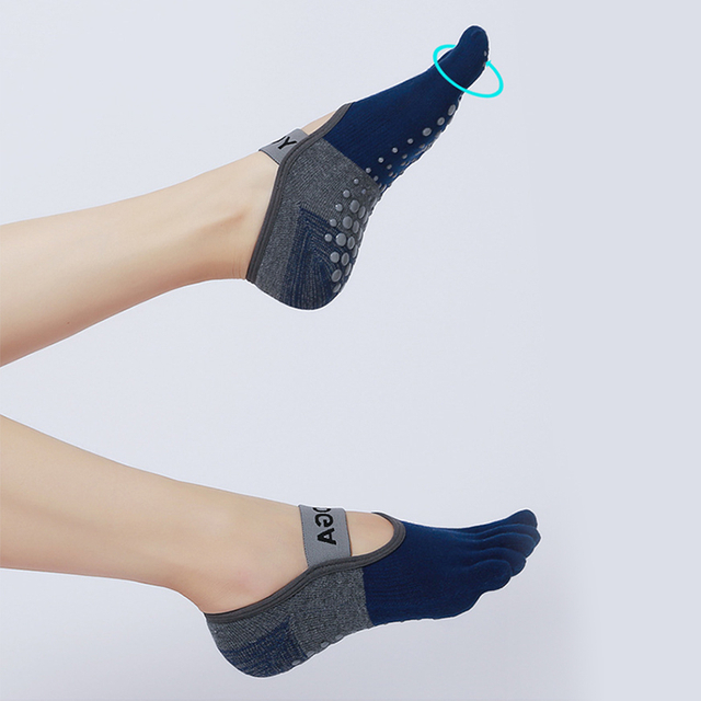 confidential Women Yoga Silicone Socks Non-Slip Breathable Bandage Cotton Healthy Sports Five-toed Socks For Pilates Ballet 
