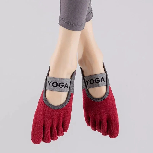 Chinese Manufacturer Ladies Breathable Yoga Socks Silicone Non-Slip Five Finger Pilates Socks for Backless Fitness Ballet Dance 
