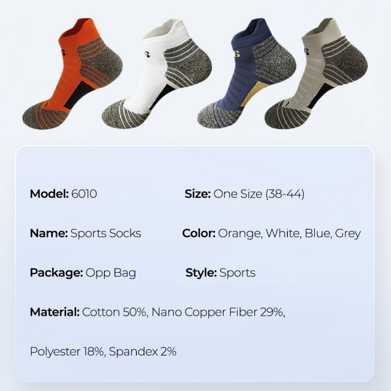 home use Low Cut Cycling Basketball Sports Socks for Men Nano Copper Fiber Deodorant Antibacterial Wicking Summer Running 