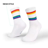 Custom Logo White Athletic Beach Tennis Socks Crew Striped Sport Badminton Socks