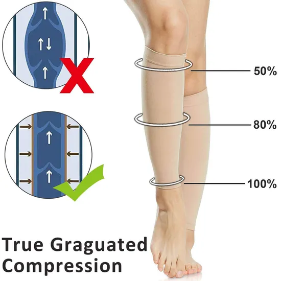 Post Recovery Surgical High Elastic Custom Leg Ankle Half MID Calf Compression Socks Sleeve for Women