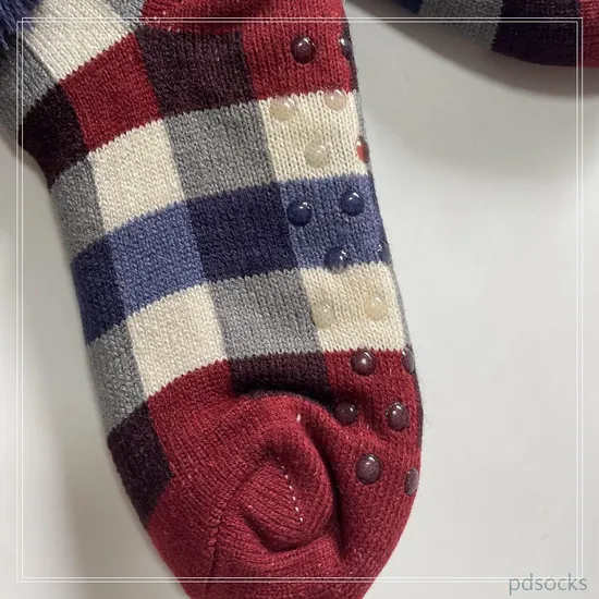 Custom Plaid Knitted Cotton Wool Lining Thick Socks Floor Sock Kids Sock