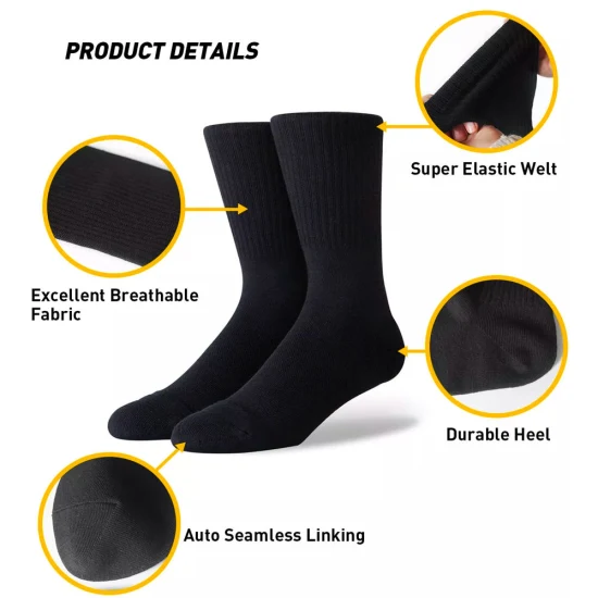 Zhuji High Quality White Socks Custom Logo Design 100% Cotton Wholesale Embroidery Crew Socks
