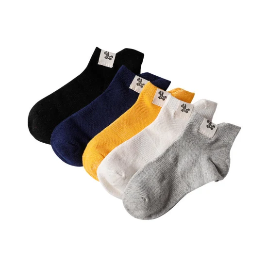 Wholesale Custom Black Green White Solid Color Crew Cotton School Logo Athletic Anti Non Slip Socks for Kids with Grips