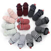 Newborn Whole Cotton Fabric Striped Print Infant Indoor Boy Girl Shoes Booties Crib Floor Baby Socks
