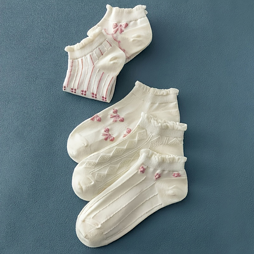 top-tier buyer Lot Ankle Flower Socks for women Crew No Show Short Low Cut Thin Breathable White Spring Autumn Cute Cartoon 