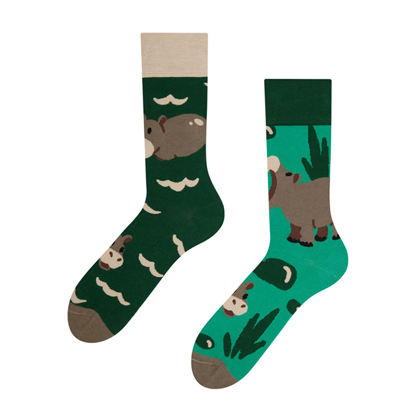 strategic partnership Funny Cute Hippopotamus Cotton Unisex Socks Cartoon Animals AB Trend Irregular Crew Socks women Novelty 