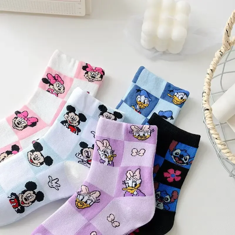 customized packaging Cartoon Disney Mickey Mouse Pure Cotton Mid calf Stockings Socks Donald Duck Stockings for and women Warm 