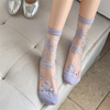 dropshipping Fashion Socks For women Style New Summer Soft Flower Transparent Socks Breathable Thin Soft Ladies Crew Socks 