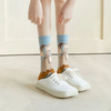 distributor Solid Color Medium Tube Socks for women s Fresh Smiling Face Pattern Simple Style Comfortable Breathable Girl 