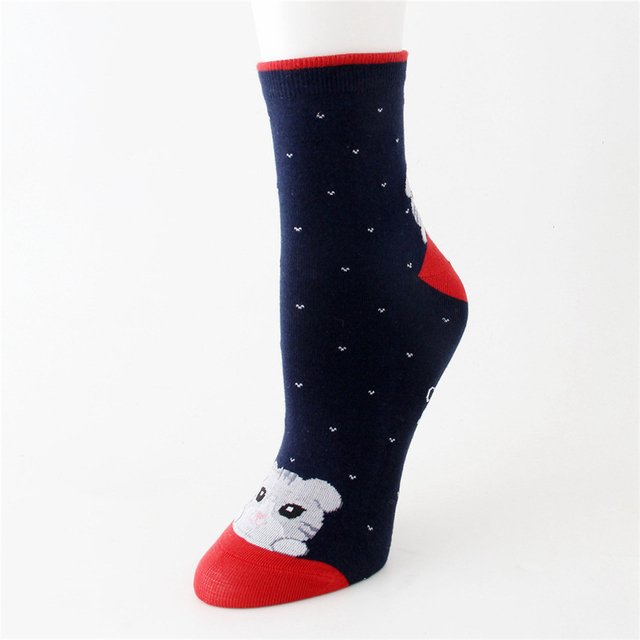 growing buyer women Striped Cartoon Socks Autumn Winter Colorful Cat Face Cotton Sock Ladies Female Funny Animal Cotton Sock 