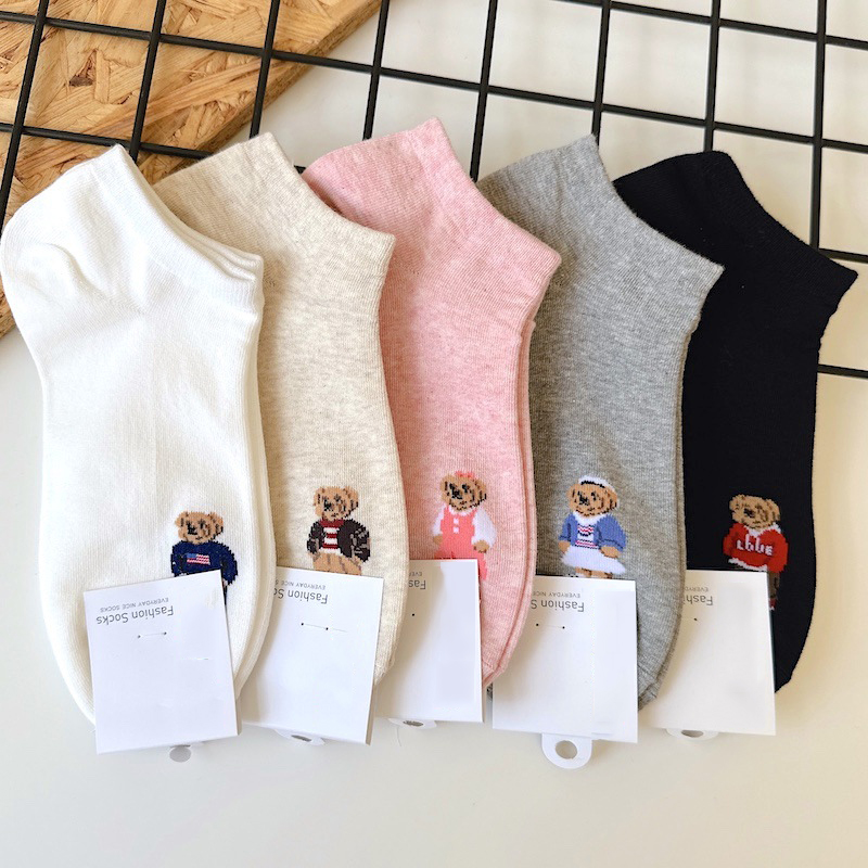 custom printing Good Quality Cartoon Elegant Lady Bear women s Cute Socks Cotton Harajuku Style Woman Novelty Breathable Sox 