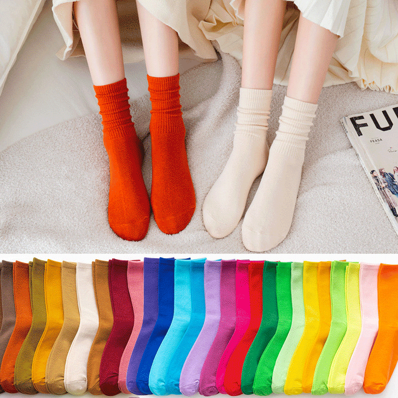 Custom Design New Spring women s Socks Colorful Cotton Soft Sock For Girls Students Casual Streetwear White Socks Korean 